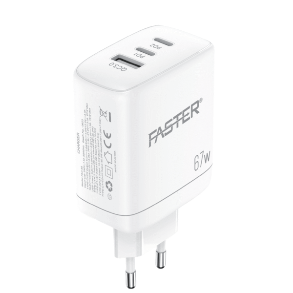 FASTER PD-67W USB-C Super Fast Charging Wall Charger QC 3.0A With PD Cable